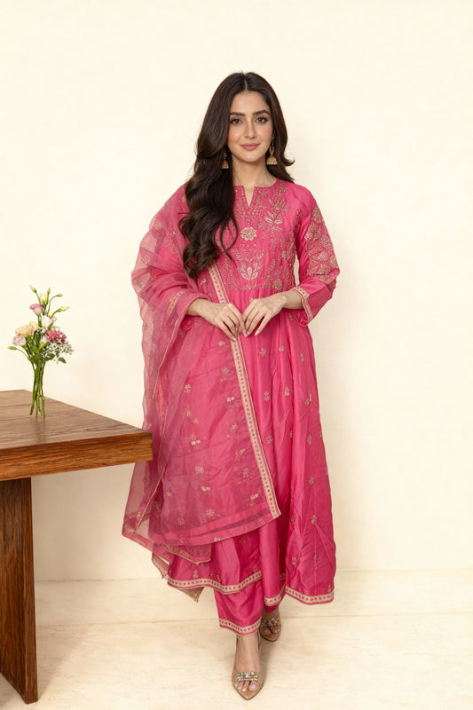 3PC Stiched Long Frock - PL00656