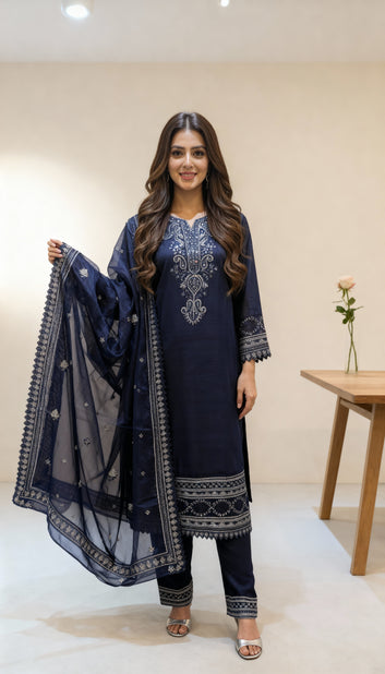 3Pc Embroidered Suit - PL00652