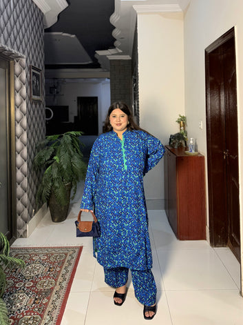 Azure Bloom 2-Piece Printed Lawn - PP00195