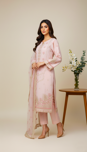 Embroided 3 Pc Suit-PL00783