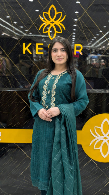 Ladies Organza Fancy Sheesha Gala Embroided Suit ( Ali H )-PL00802