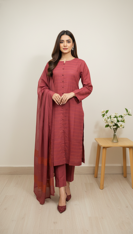 Embroided 3 Pc Suit-PP00791