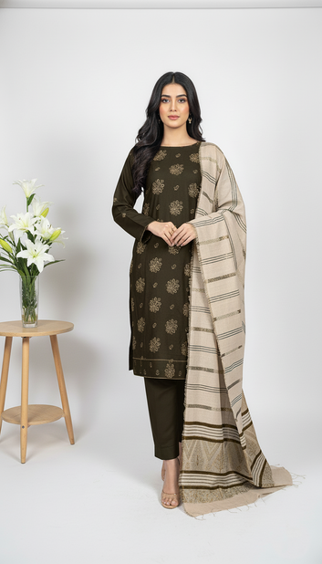 3 Pc Suit ( Suraj Silk Shaal ) ( B Arts )-PU00072