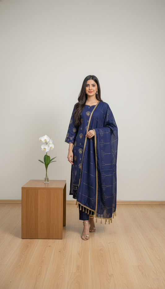 3 Pc Suit ( Suraj Silk Shaal ) ( B Arts )-PU00074